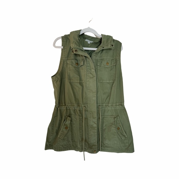 North Style olive green utility vest. Hooded front zip and snaps large gorpcore - Picture 1 of 9